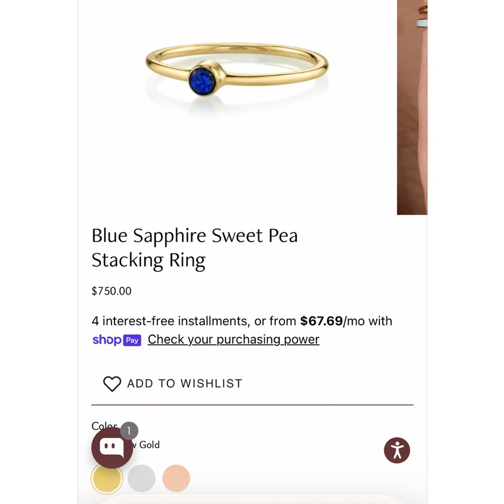 Blue Sapphire 14k gold marrow fine Jewlery Sweet Pea Stacking Ring in Gold